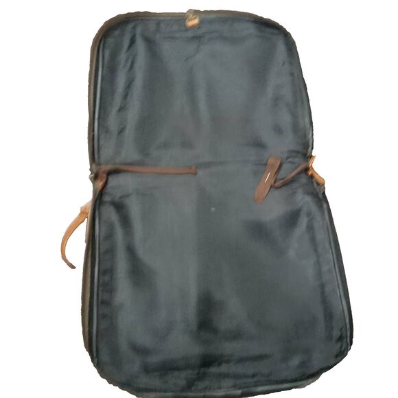 Vintage Leather Garment Bag Brown Luggage Tote Zipper Closure Lined 21"L 17"W - Picture 2 of 3